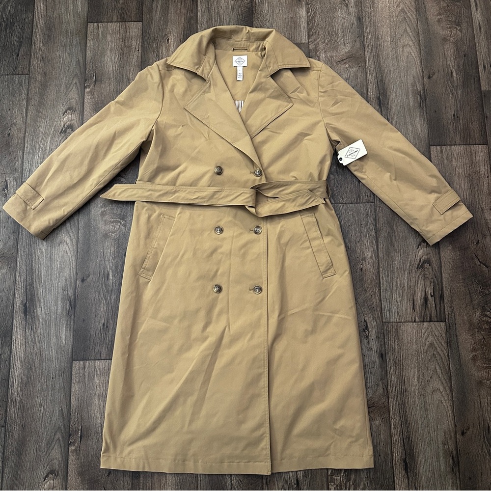 St. John’s Bay Double Breasted Coat Women’s Size L Beige Tan